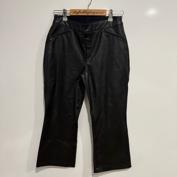 SPANX Leather Like Black Kick Flare Pants - Picture 2 of 9
